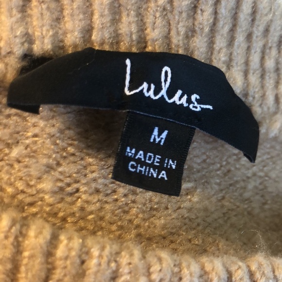 Lulus Falling for Fall Beige and Black Color Block Sweater Dress M Cable Knit - Picture 8 of 10